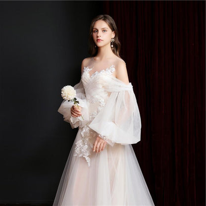 New Main Wedding Dress Dreamy Retro Super Fairy Mori Style Light Wedding Dress Exterior Scence for Traveling Photo Outdoor Photography Photography Gown Fishtail