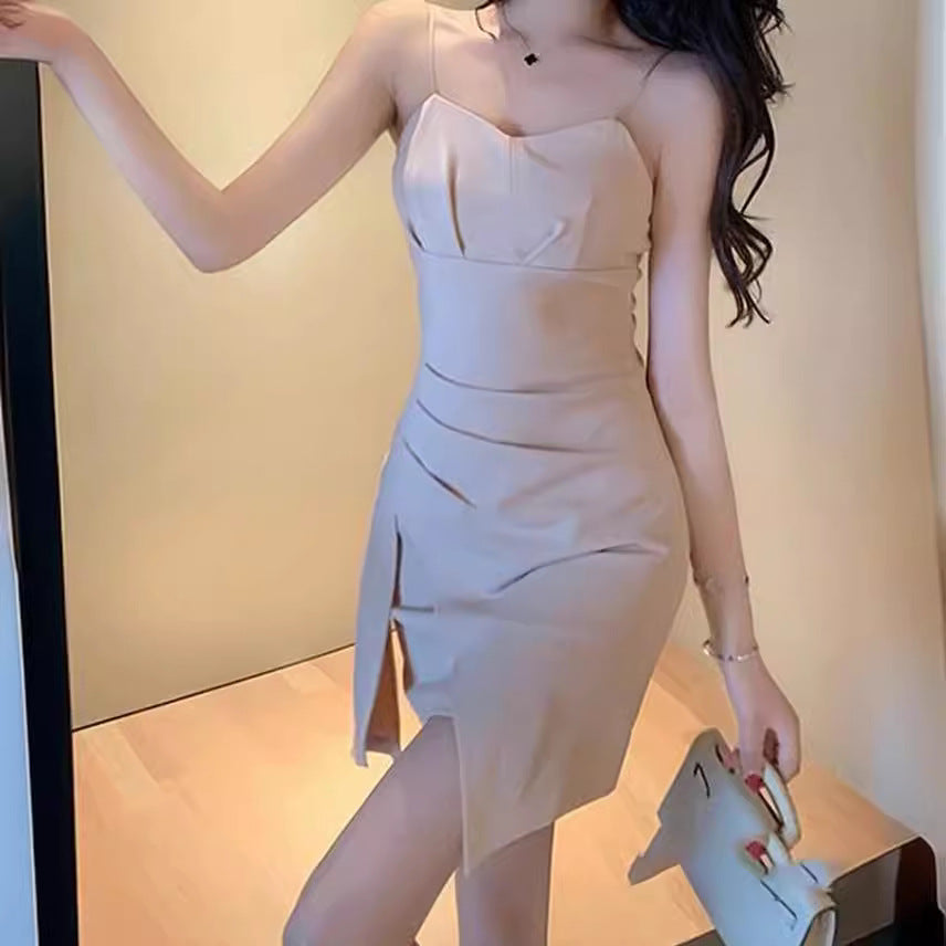 Young Adult Lady like Woman Style Sexy Sheath Irregular Spaghetti-Strap Dress Summer 2024 New Design Sense Hot Girl Short Skirt