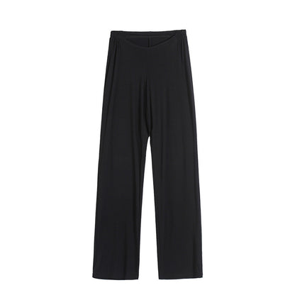 Antmvs HOTan and NEWn Style Sexy Low Waist Casual Fitness Sports Straight Pants Stretch Slim Solid Color Wide Leg Trousers Mop Pants Women