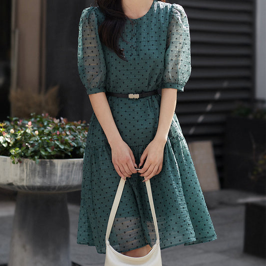 2025 Bubble Sleeve Princess Dress Lyocell Fiber High Sense Doll Dress Tencel Mesh Short Sleeve Dress Summer Women's Clothing