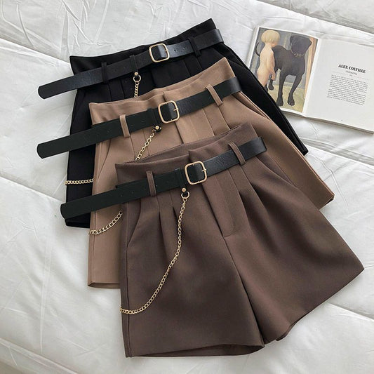 Antmvs Spring and Autumn Suit Shorts Women's Outer Wear  New Korean Style Slimming High Waist A- line Wide Leg Pants Versatile Casual Pants