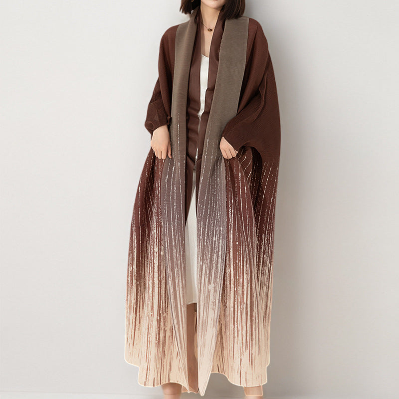 2025 Muslim robe dress new women's high sense loose lapel fashion gradual change middle east women's long skirt