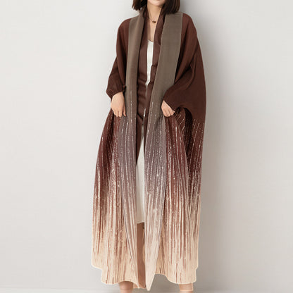 2025 Muslim robe dress new women's high sense loose lapel fashion gradual change middle east women's long skirt