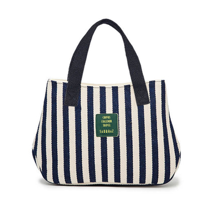 ANRMVS Korean Style New Canvas Bag Thickened Striped Women's Bag Artistic Simple Small Cloth Bag Versatile Handbag Self-Produced and Self-Sold