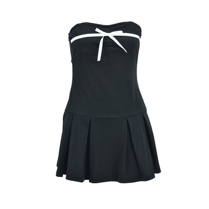 Antmvs -  Stylish Impression Strapless Ruffled Skater Dress