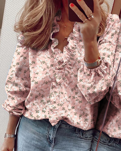 ANTMVS Wish  EBay Spring and Summer European and American New Long Sleeve Ruffle Blouse Women's Shirt