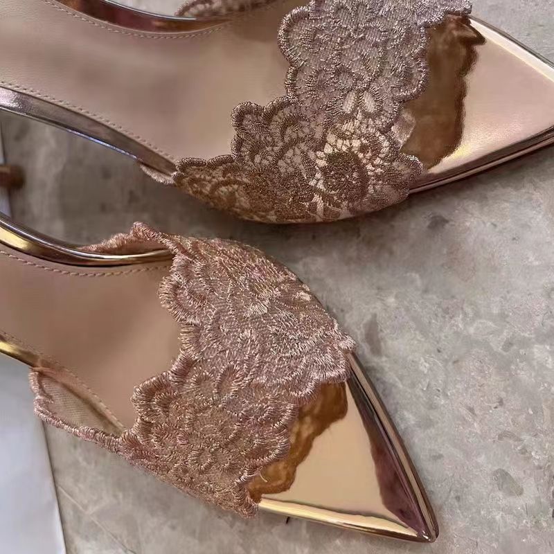 ANTMVS  New Internet Celebrity High Heel Slippers Women's Stiletto Heel Banquet Slippers Sexy Comfortable Champagne Gold Embroidered Shoes One Piece Dropshipping