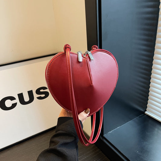 ANRMVS New Fashion All-Match Love One-Shoulder Crossboby Bag Small Peach Heart Cute Women Bag Personality Fashion Niche Bags