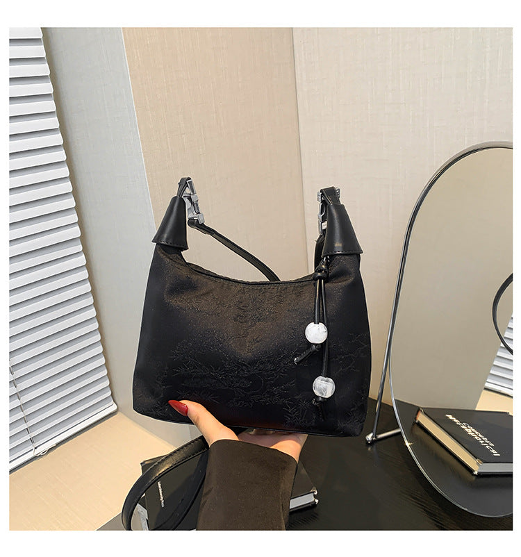 ANRMVS New Chinese Style National Style Retro Bags Women's Niche Embroidered Handbag Niche High Sense Shoulder Bag Crossbody Commuter Bag