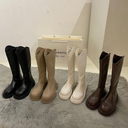 Internet Celebrity below the Knee Boots Women's Fall  New Platform Thin Flat Fashion Stocking Knight Boots Tide