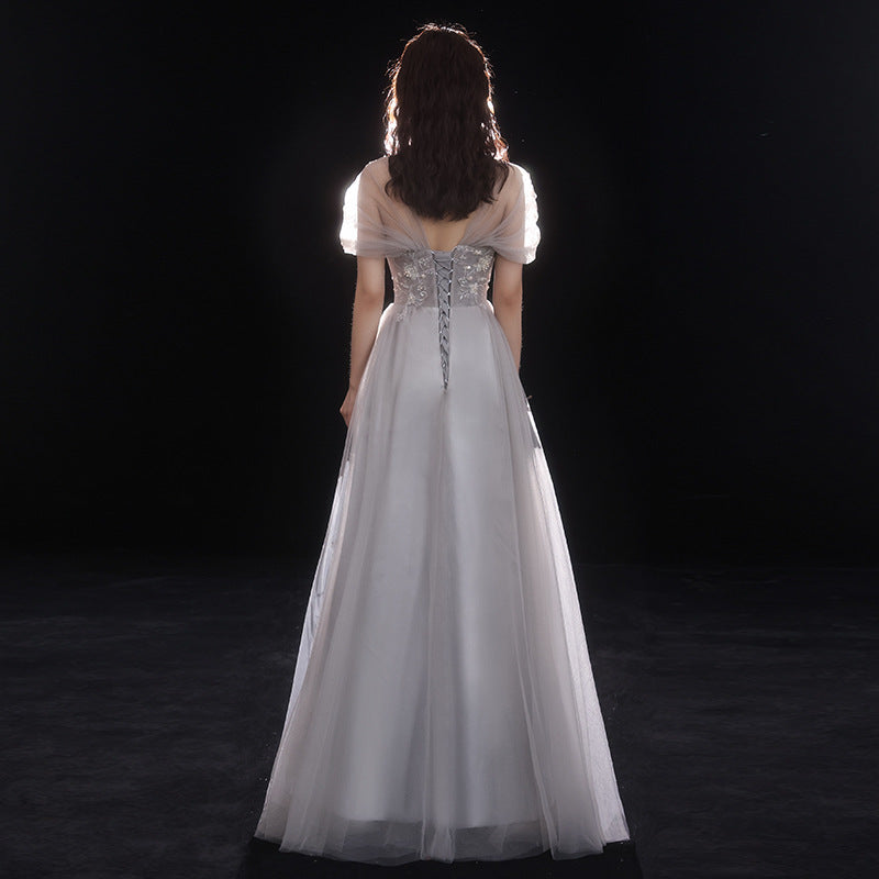 2025 Banquet small evening dress dress women  new texture thin bridesmaid dress spring birthday small art test dress