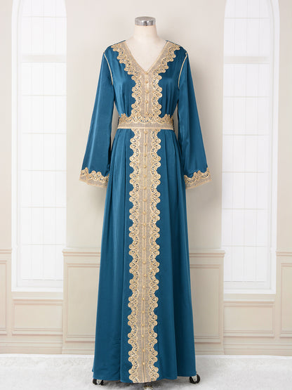 2025 MT096 Cross-border Middle East Popular trade Muslim women's clothing abaya embroidered lace fashion high-end long dress