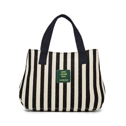 ANRMVS Korean Style New Canvas Bag Thickened Striped Women's Bag Artistic Simple Small Cloth Bag Versatile Handbag Self-Produced and Self-Sold