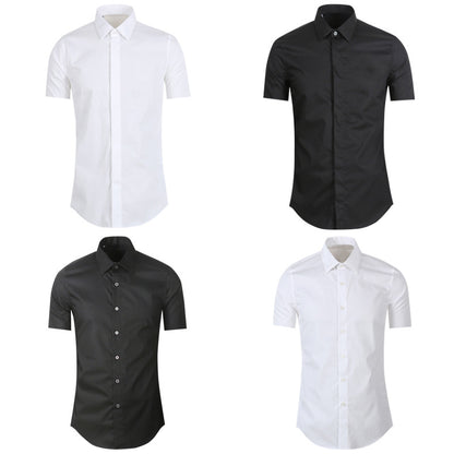 ANTMVS Men's Short-Sleeve Shirt Fashionable Black and White plus Size Shirt One Piece Dropshipping