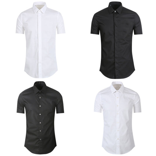 ANTMVS Men's Short-Sleeve Shirt Fashionable Black and White plus Size Shirt One Piece Dropshipping