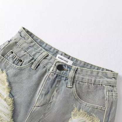 Raw Hem Ripped Do the Old Cowboy Shorts Women's Summer 2024 New Hot Girl Slim Fit Sexy Low Waist A- line Hot Pants Tide