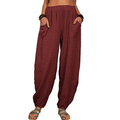 Antmvs HOTan and NEWn Foreign Trade Women's Clothing Casual Pants  Wish Loose Cotton and Linen Casual Pants Home Harem Trousers