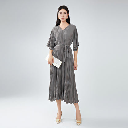 2025 Large size dress women's summer loose and thin Shenzhen Nanyou high-end women's clothing new Sanzhai pleated skirt