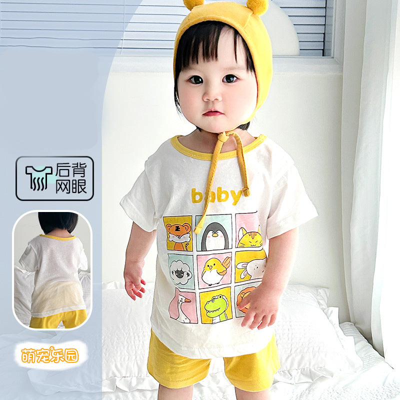 ANTMVS Baby Suit Summer Baby Short-Sleeved Shorts Thin Split Two-Piece Suit Cotton Boys' Girls Clothes Homewear