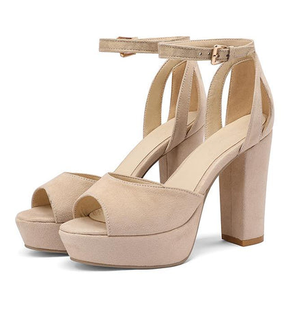 Antmvs Essential Peep Toe Faux Nubuck Heels