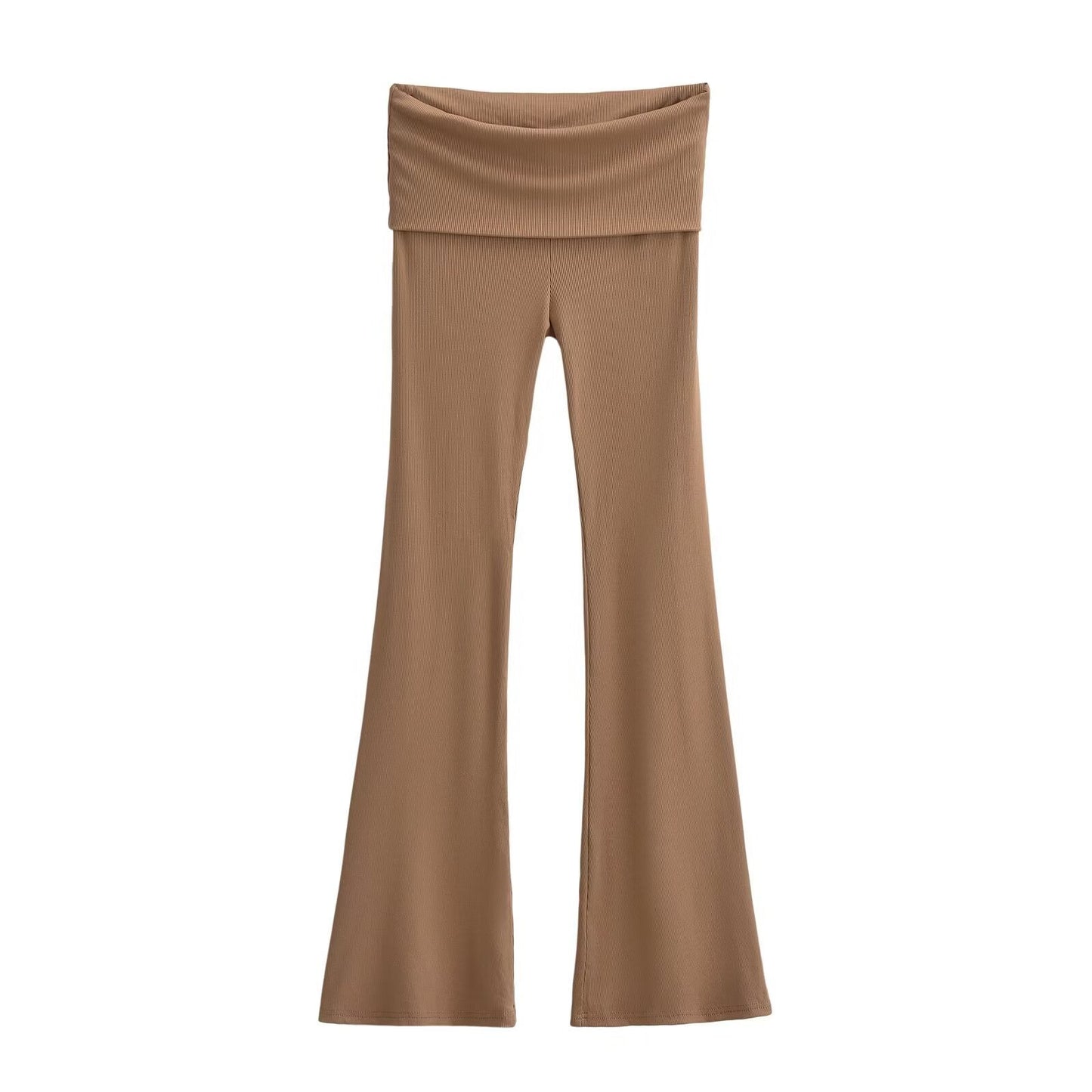 Antmvs Spring New Double-Layer Waist Sports Pants Casual Pants Women's Hot Girl Style Stretch Fitted Boot-Cut Trousers