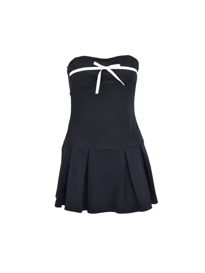 Antmvs -  Stylish Impression Strapless Ruffled Skater Dress