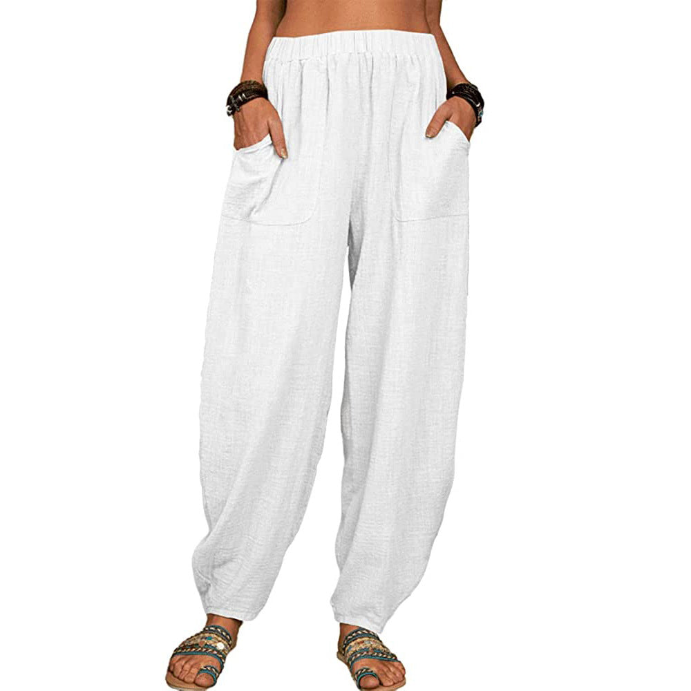 Antmvs HOTan and NEWn Foreign Trade Women's Clothing Casual Pants  Wish Loose Cotton and Linen Casual Pants Home Harem Trousers