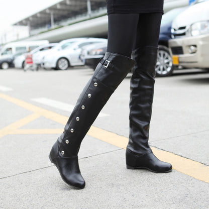 PU Leather Height Increasing Insole over the Knee Boots Boots Foreign Trade plus Size Women's Boots 40-Size 47 X2303017