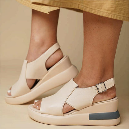 Antmvs Sandals for Women Summer Wedge Heel Thick Round Toe Fish Mouth Platform Lady Sandals Fashion Cozy Leisure Puls Female Shoes