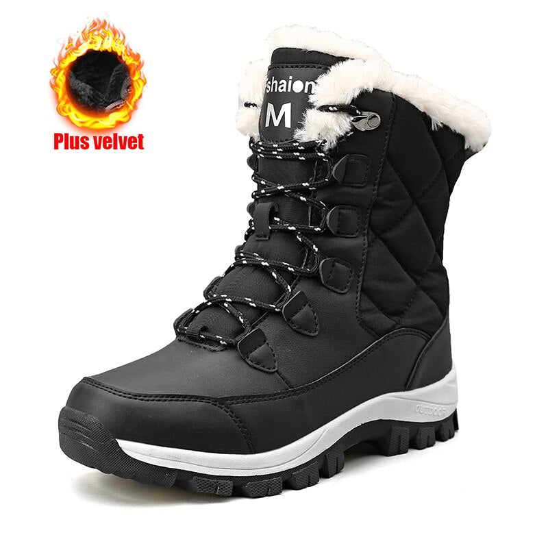 Antmvs Women's Winter High Boot With Fur Snow Boot Warm Puffy Boots For Women Water Proof White Platform Boot Shoes 41 Mid Calf Boots