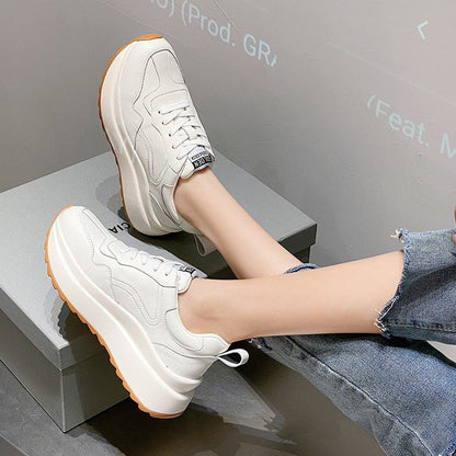 Antmvs  Fashion Women Shoes Platform Sneakers Ladies Lace-Up Casual Shoes Breathable Walking Shoes White Flat Sneaker