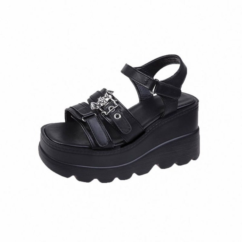 antmvs  Women's Platform Sandals Fashion Punk Gothic Wedge Sandals Women Platform Casual Woman High Heels Sandales Femmes Été