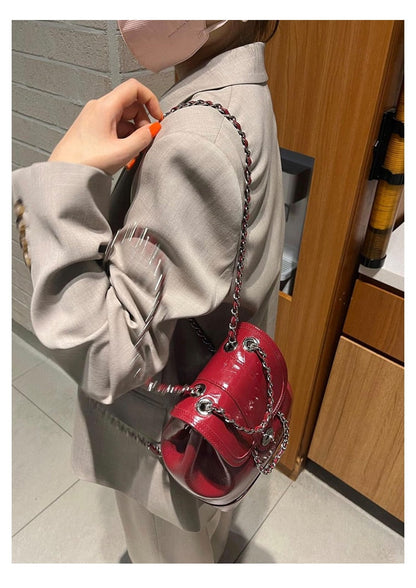 Antmvs Antmvs  Women Korea autumn winter mini chains backpack female ins student oil wax leather shoulder bag travel bagpack black rucksack sac