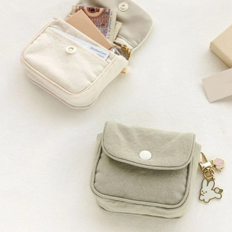 Antmvs Antmvs - Portable Coin Purse New Solid Color Mini Cash Wallet Lightweight Cotton Headphone Bag Women Key Pouch Travel Card Holder