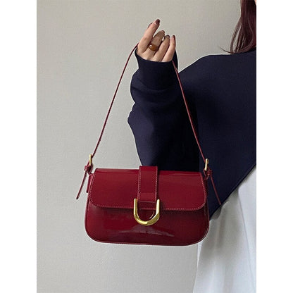 Antmvs Antmvs  Vintage Lacquered Leather Underarm Shoulder Bag Spring Trendyol Red Messenger Bag for Women All-match Casual Coin Purse