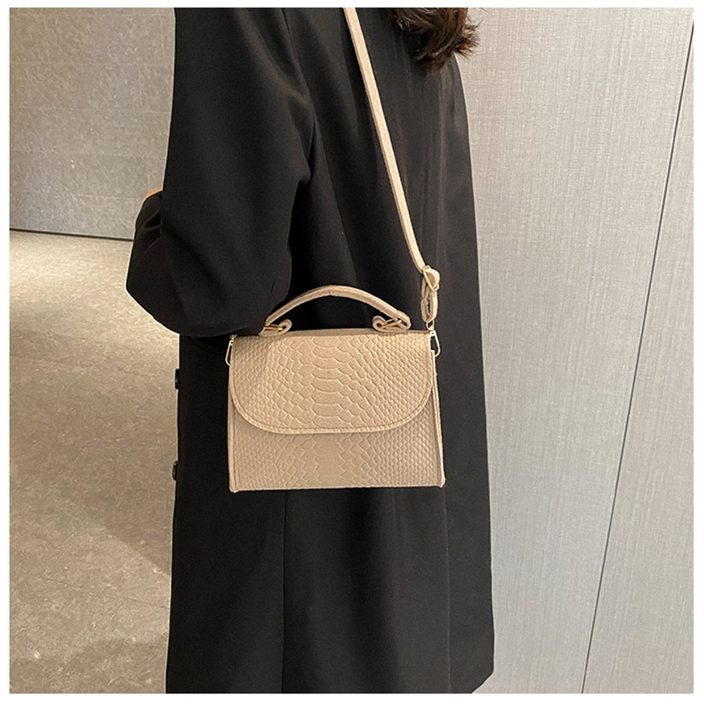 Antmvs Antmvs Crocodile Embossed Niche Crossbody Bag Solid Color Girl Luxury Totes Female Korean Trend Handbags Leather  Shoulder Bag