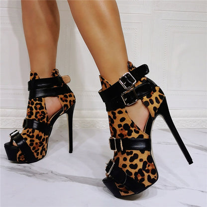 Antmvs  Luxury Brand Design Big Size 34-47 Leopard Customized Women Shoes Woman   Punk High Heels Shoes Women Summer Boots Sandals