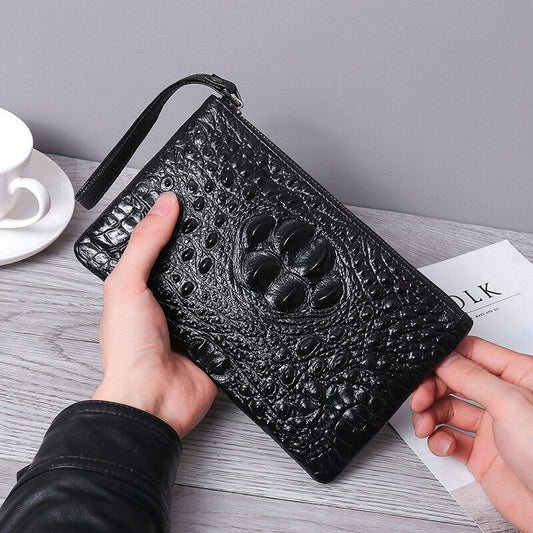 Antmvs Antmvs Fashion Business Style Men's Handbags Soft PU Leather Clutch Bag Male Wristlet Pack Bag Crocodile Pattern Zipper Envelope Bag