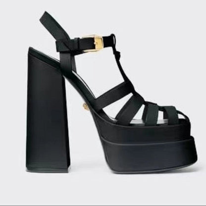 antmvs  Summer Ladies Sandals Mixed Color Buckle Platform Wedge Heel Brand Luxury Thick Heel Open Toe Women's Shoes Tacones Mujer