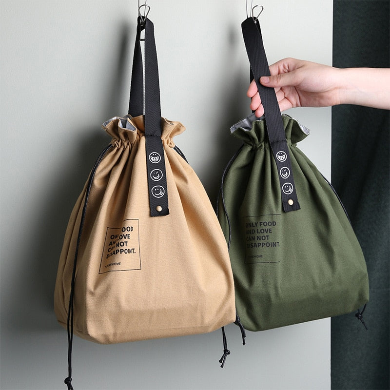 Antmvs Antmvs Lunch Bag Canvas Drawstring Thermal Insulation and Cold Storage High Capacity Camping Student Office Worker