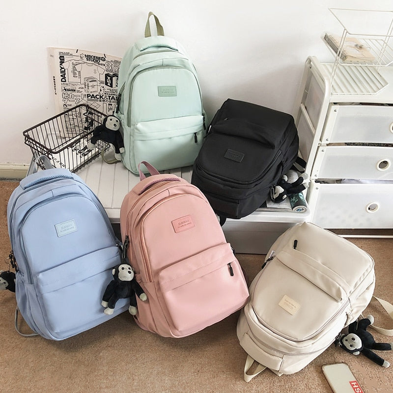 Antmvs Antmvs  High Quality Waterproof Nylon Women Backpack For Teenage Girl School Bag Korean Style College Student Bag Laptop Backpack