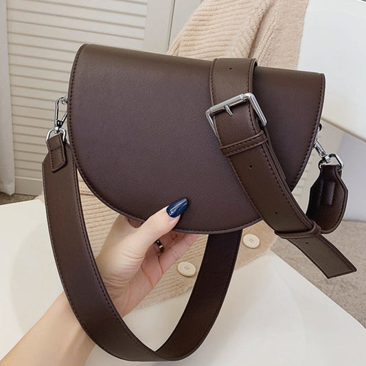 Antmvs Antmvs  Retro Solid Color Saddle Bag High Quality Leather Shoulder Bags for Women  New Simple Ladies Crossbody Bag Designer Handbags