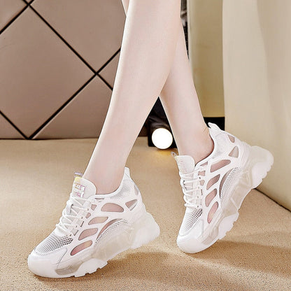 antmvs  8Cm Platform Wedge Sneakers Women Shoes Genuine Leather Breathable Air Mesh Women Summer Shoes Chunky Spring Autumn 2024