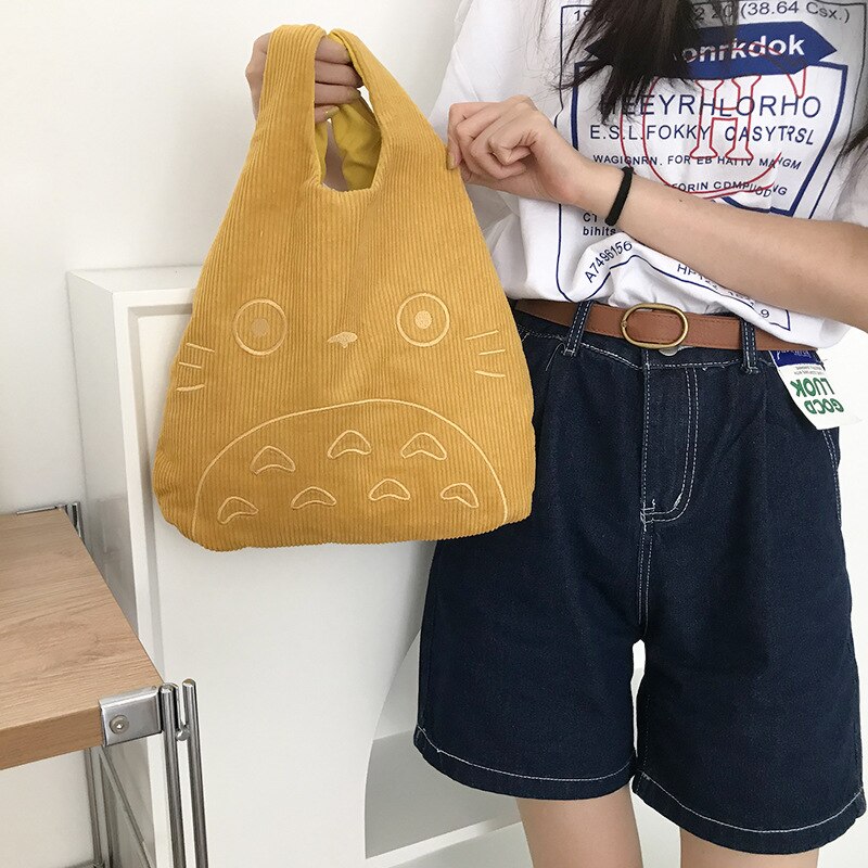 Antmvs Antmvs Cartoon Totoro Embroidery Lamb Fabric Handbag for Women Girls Japan INS Shoulder Bag Tote Bag Soft Fur Shopper Bag Dropshipping