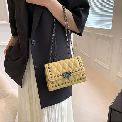 Antmvs Antmvs Luxury Rivet Chain Crossbody Bags For Women Diamond Lattice PU Leather Shoulder Bag Trendy Lock Ladies Purses and Handbags