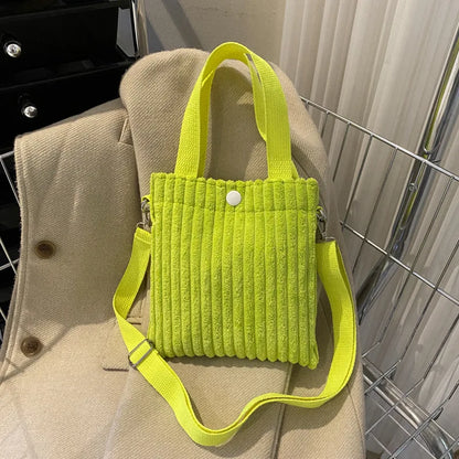 Antmvs Antmvs - Mini Tote Bag Women Corduroy Zipper Shoulder Bag Spring Summer New Fashion Handbag Single Shoulder Bag Crossbody Small