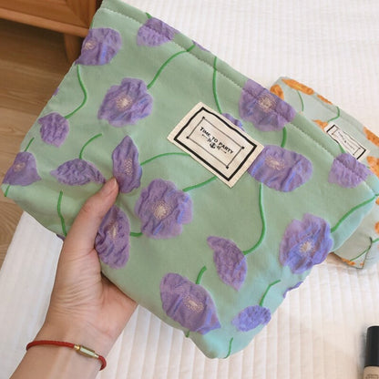 Antmvs Antmvs Large Capacity Travel Makeup Bag Skincare Bag Toiletry Organizer Makeup Pouch Clutch Fashion Simple Floral Jacquard Cosmetic Bag