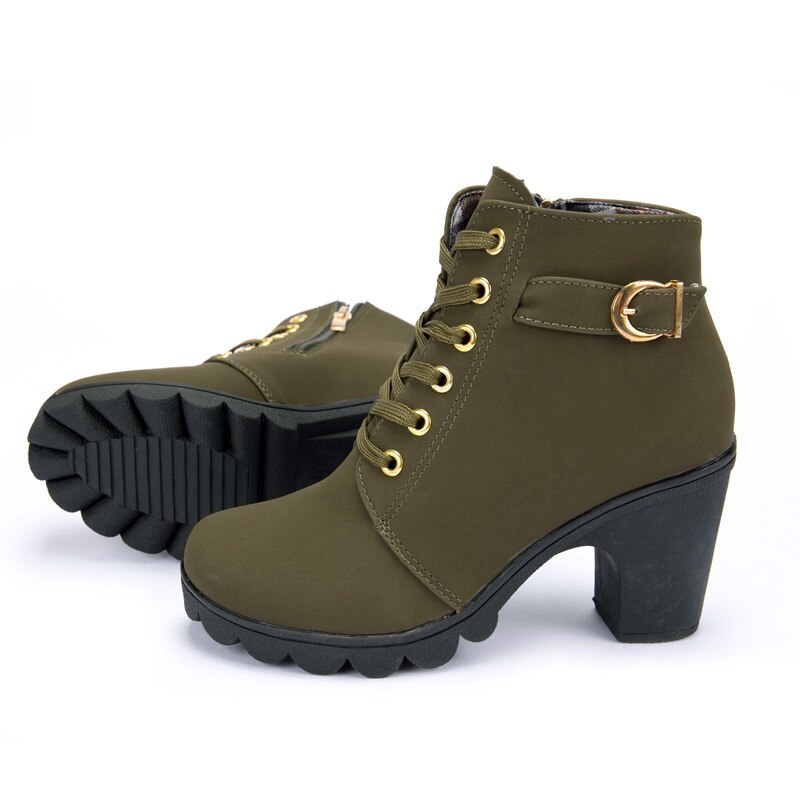 Antmvs   New Spring Winter Women Pumps Boots High Quality Lace-Up European Ladies Shoes PU High Heels Boots Fast Delivery