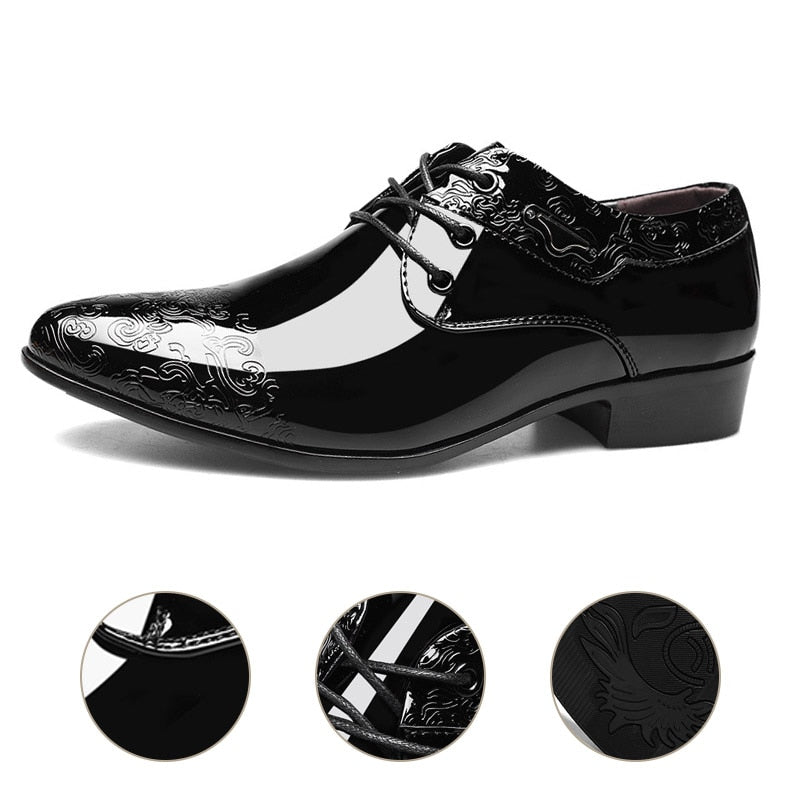 antmvs  Men Leather Shoes Shiny Business Leather Dress Shoes Mens Fashion Formal Casual Shoe Large Size Lace Up Wedding Footwear