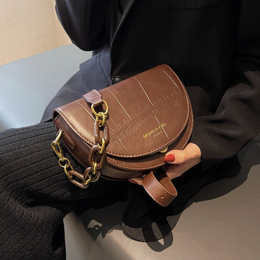 Antmvs Antmvs  3 Layers Saddle Small Crossbody Bags For Women  Trend Designer Semicircle Shoulder Bag PU Leather Ladies Handbags